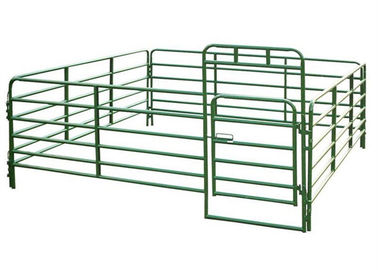 Boru Korkuluk Sığırları Corral Panelleri, Taşınabilir Corral Panelleri Siyah Yeşil Boyalı