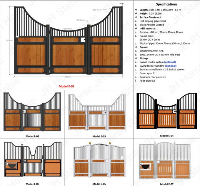 14ft×14ft European style horse stall with bamboo metal construction